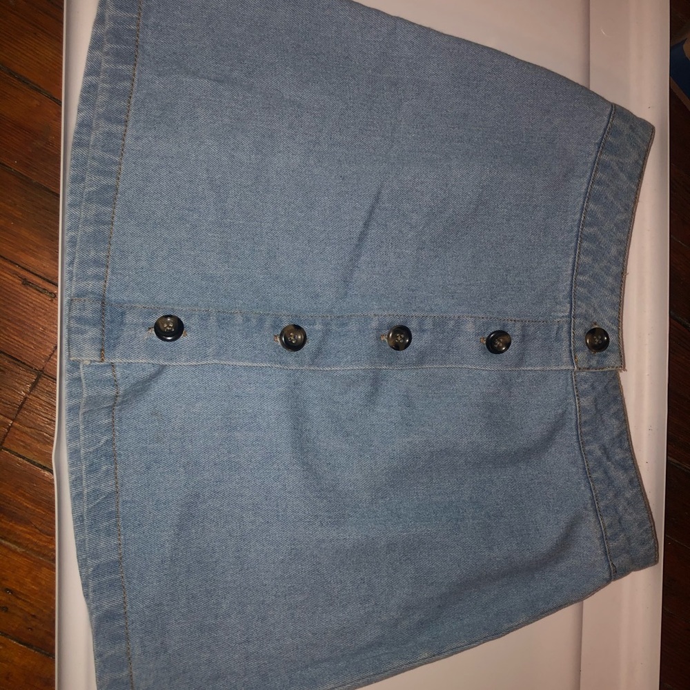 button up jean mini skirt